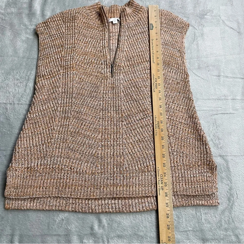 J.Jill‎ Sweater Vest Medium Rib Knit Sleeveless 1/4 Zip Pumpkin Spice Marl